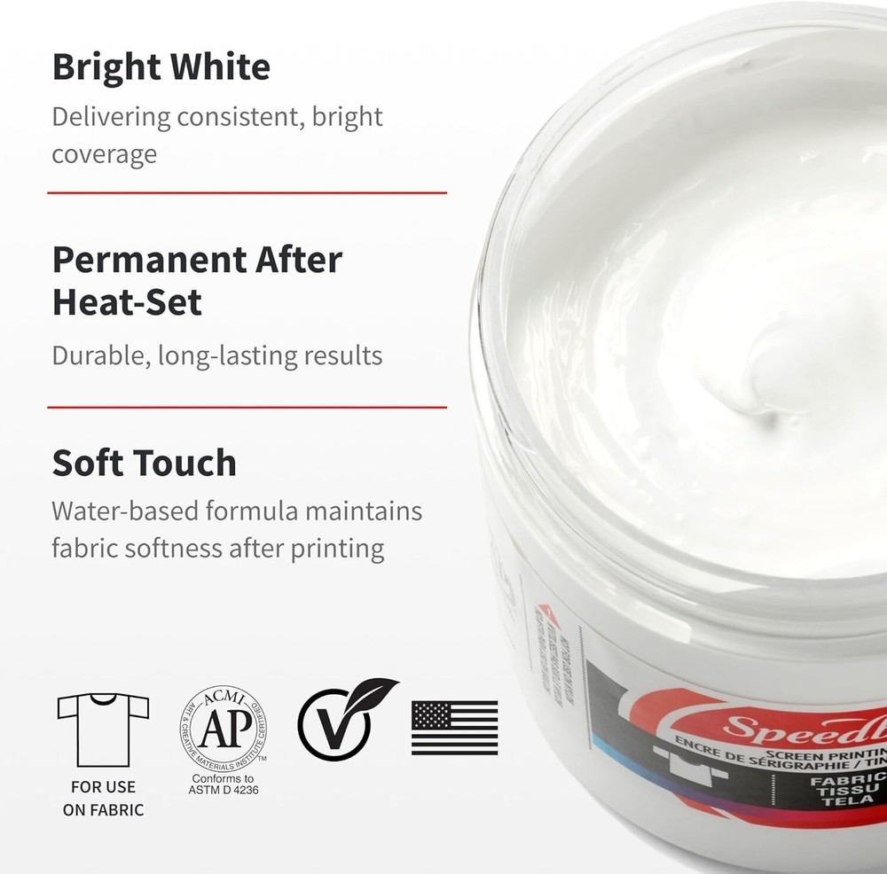 Fabric Screen Printing Ink, 32-Ounce, White