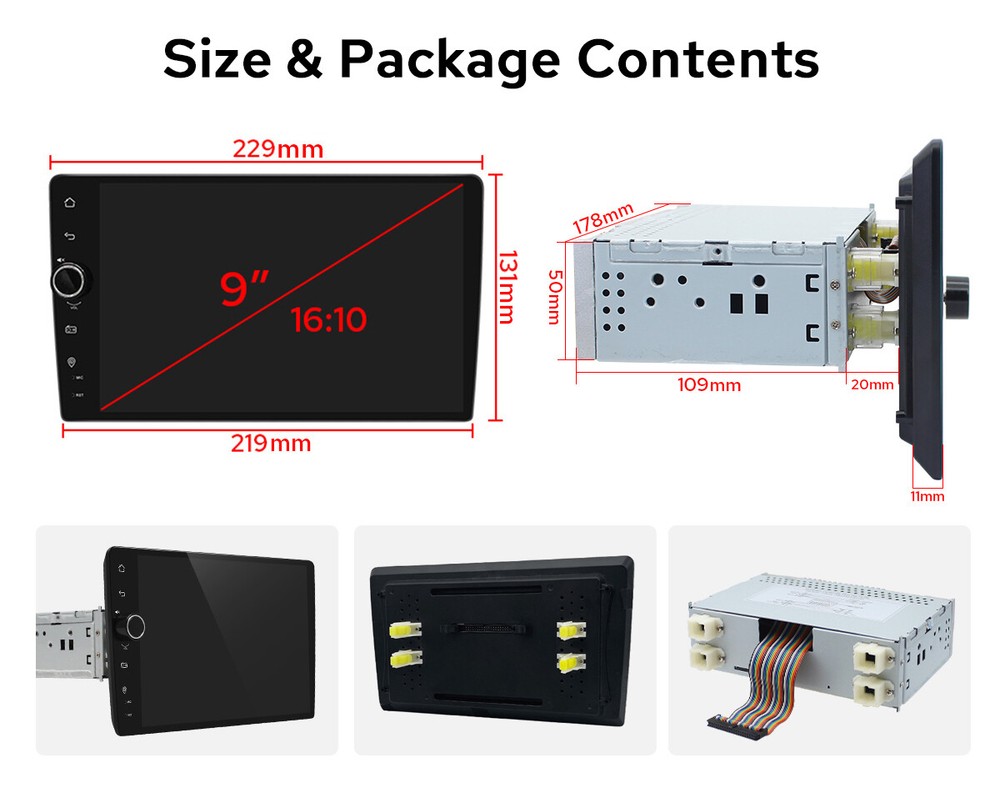 9 inch Android 12 Head Unit Single Din with Volume Knob 1280*800P Touch Screen
