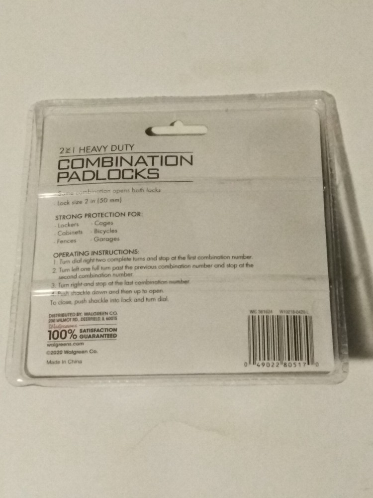 COMBINATION PADLOCKS one 2PCK HEAVY DUTY