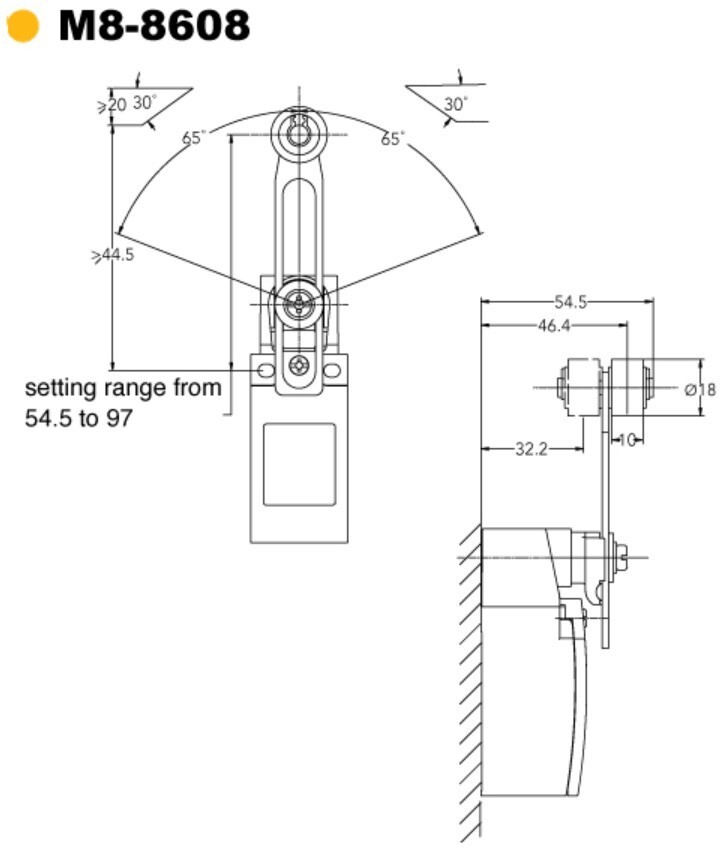M8-8608 Adjustable Roller Lever 6A Limit Replace AZD1008, D4N-412G, 440P-CALS11B