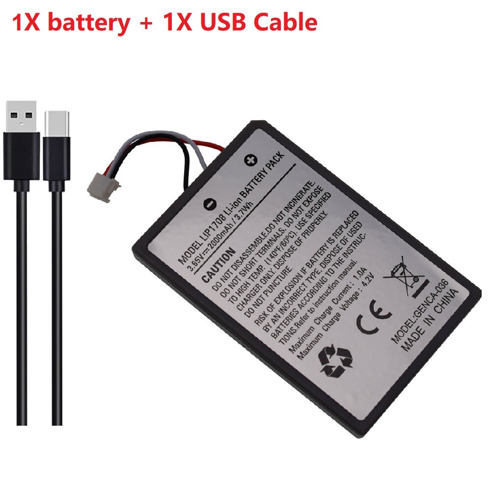 2.0Ah Replacement Battery for Sony Playstation 5 PS5 Dualsense Controller Cable