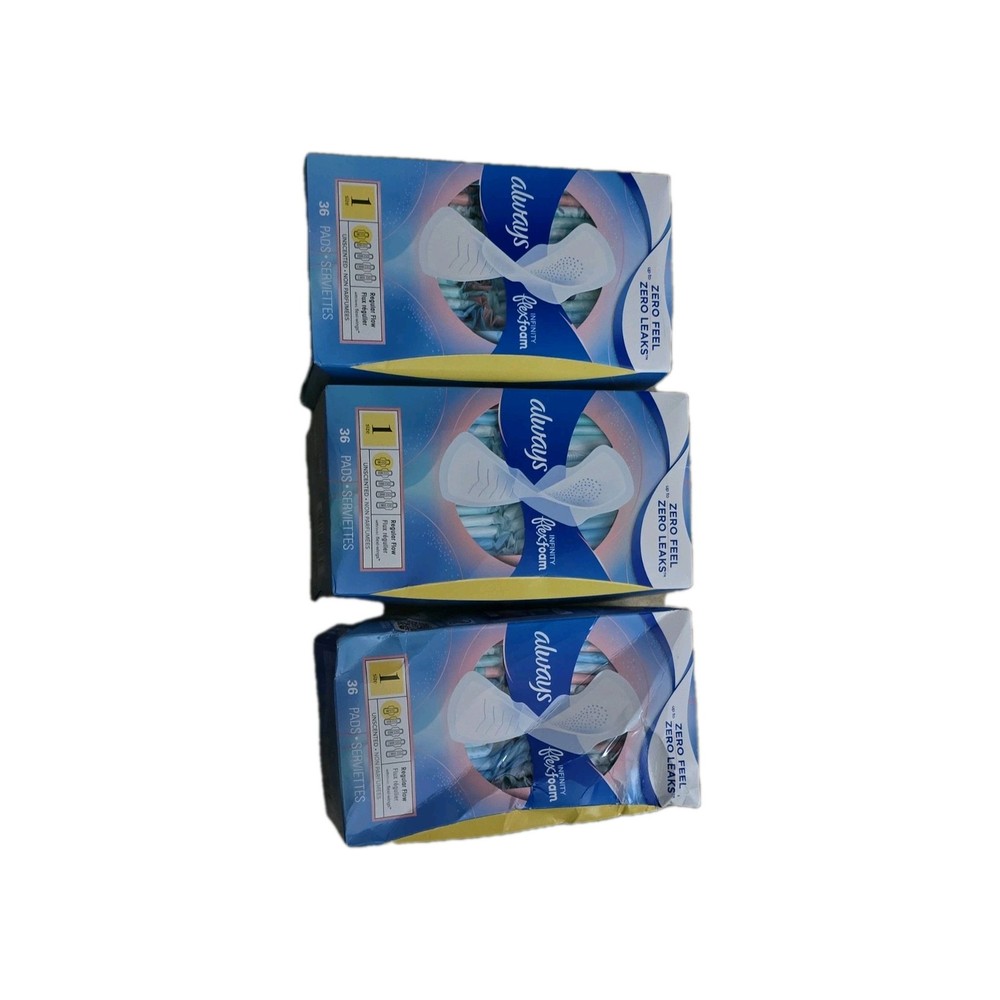 Three Boxes Always Infinity FlexFoam Regular Sanitary Napkins 36 Pack Zero Feel