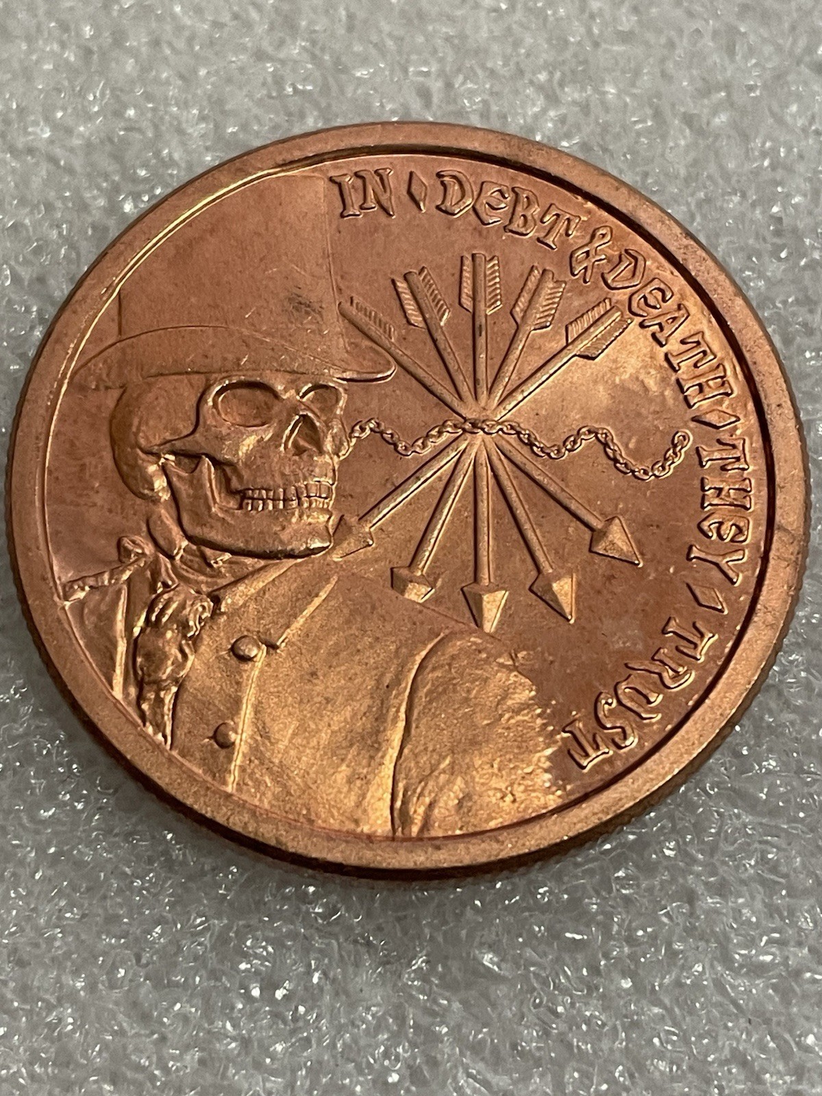 In Debt And Death They Trust/ Keep Calm And Slave On- 1 Oz .999 Copper Round