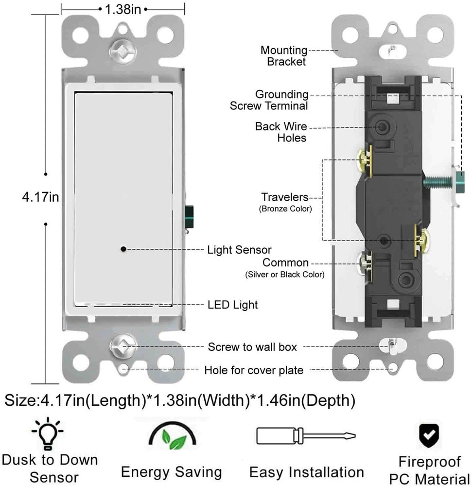2 Pack Illuminated 3 Way Light Switch Decora Paddle Rocker Light Switch with