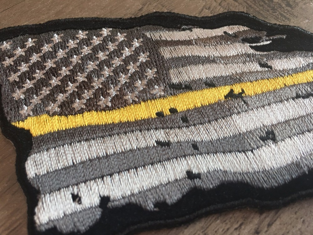 Tattered Thin Yellow Line American Flag Patch