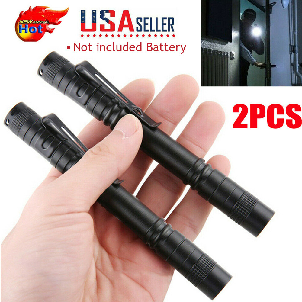 2x Mini Super Bright Small LED Torch Tiny Pen Light Camping Tactical Flashlight