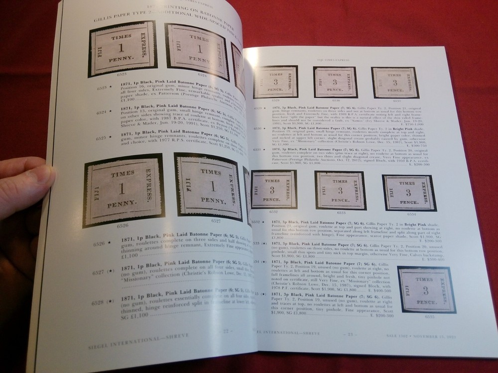 2023 Siegel Catalog for reference and research use on Fiji and Samoa stamps