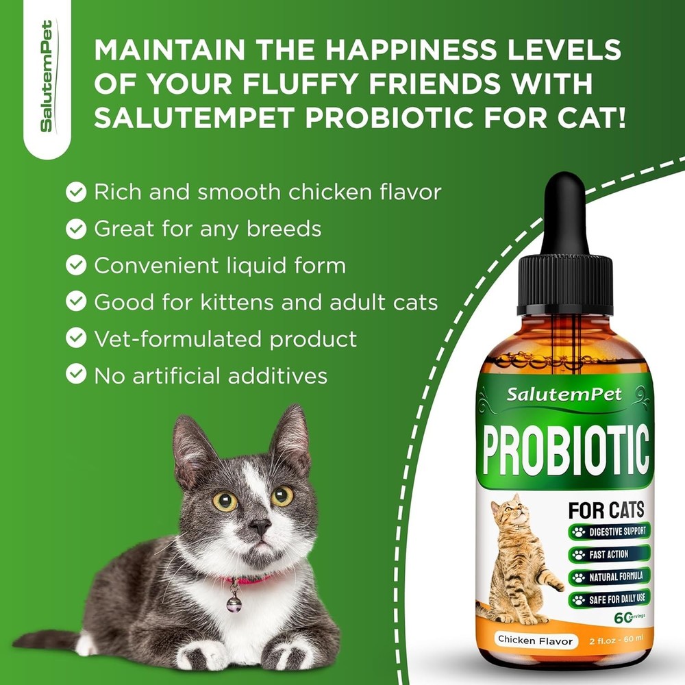 Advanced Cat Probiotic Drops – Digestive Support for Cats with Diarrhea,...