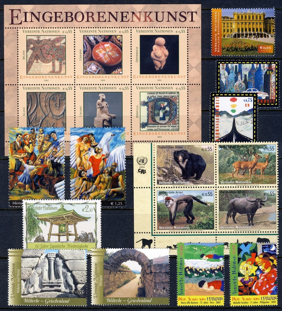 UN - VIENNA . 2004 Year Set . 14 Stamps + 1 Sheet . Mint Never Hinged