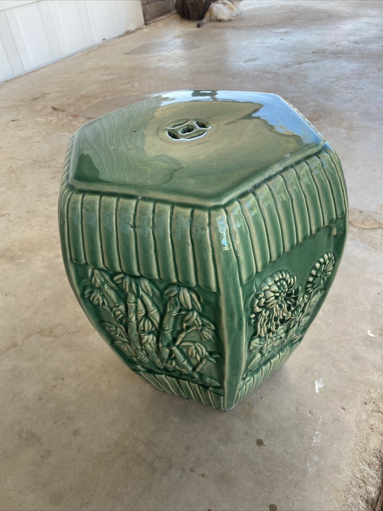 Green Glazed Garden Stool