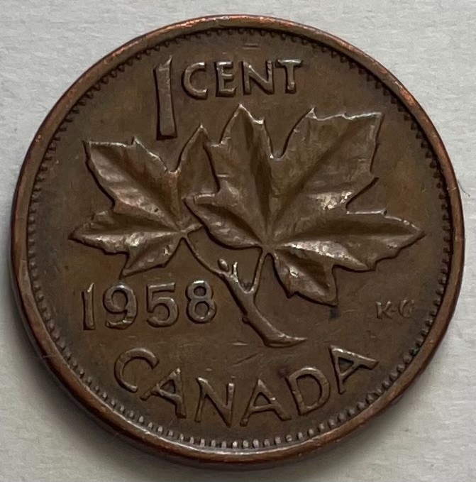 Canada 1 Cent 1958 - Maple Leaf - Young Queen Elizabeth II