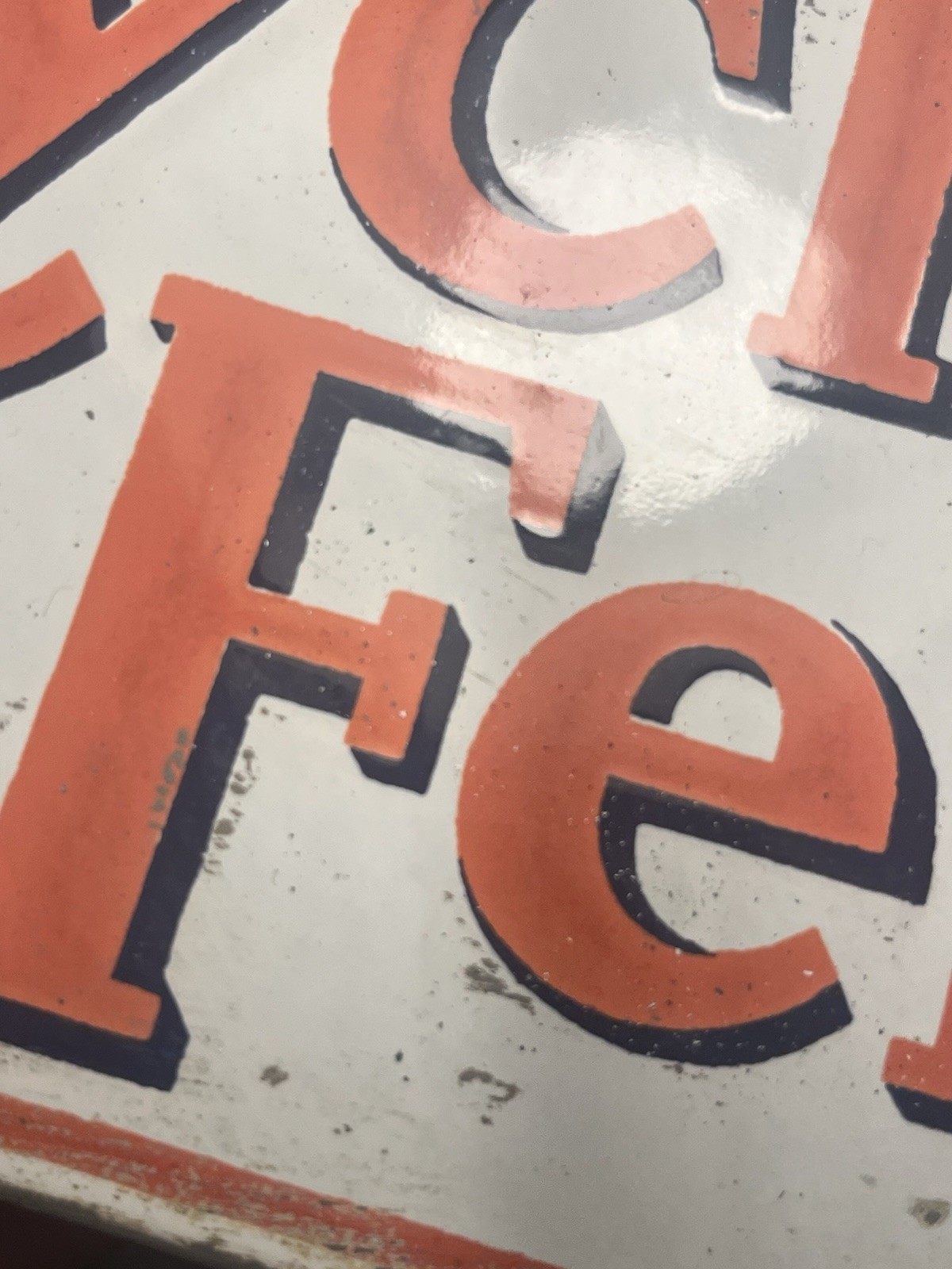 USS CYCLONE FENCE Porcelain Sign FRESNO, CALIF. -RARE!