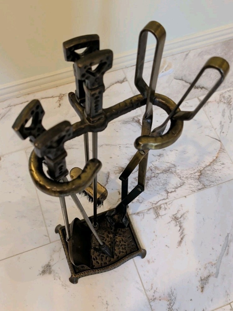Fireplace Tool Set Vintage Cast Iron