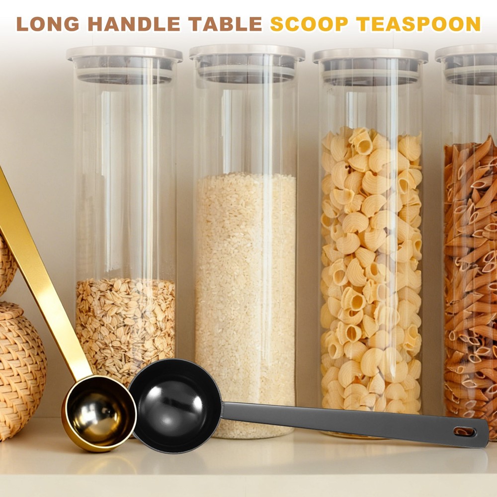 2Pcs Measuring Spoon, 30ml Long Handle Table Scoop Teaspoon, Silver
