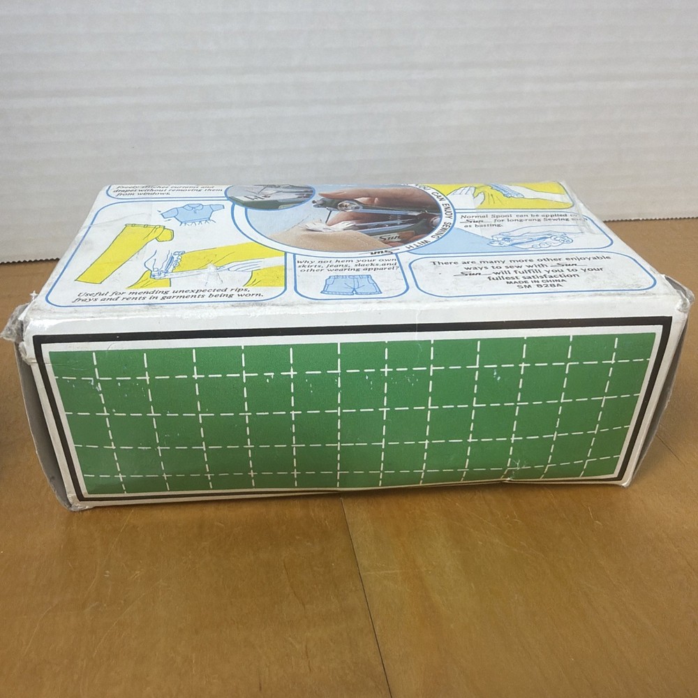 New Vintage Sun Automatic Feed Hand Held Mini blue Sewing Machine