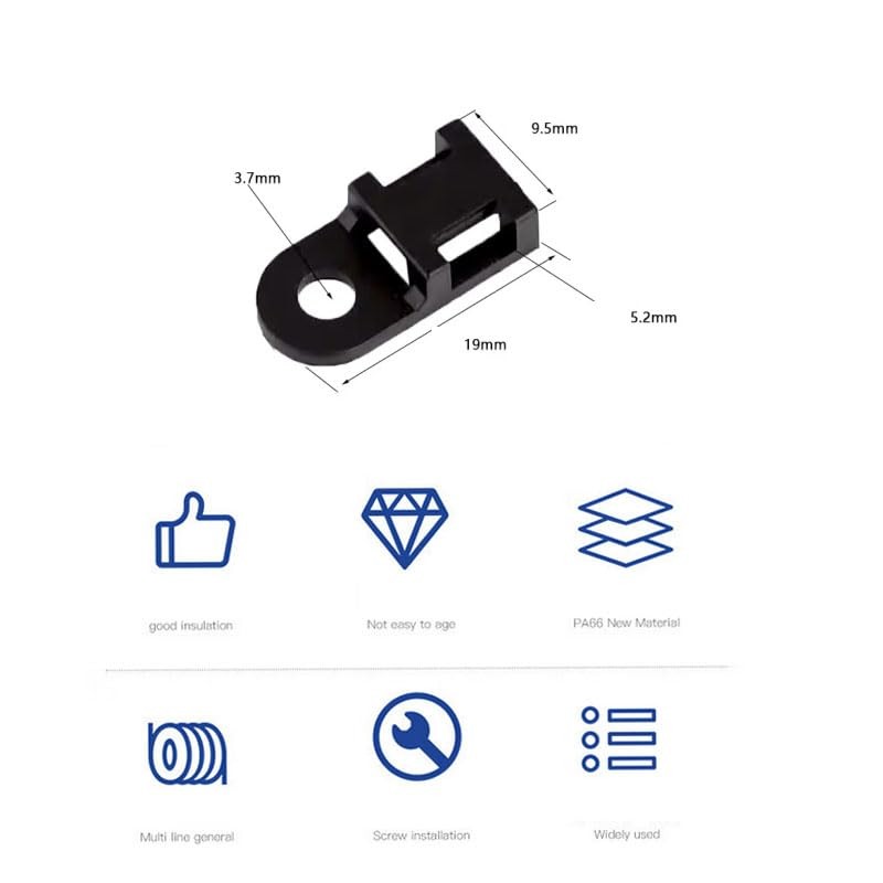 60 Set Cable Zip Tie Mounts Kit Black 6" Ties, 60 Set,
