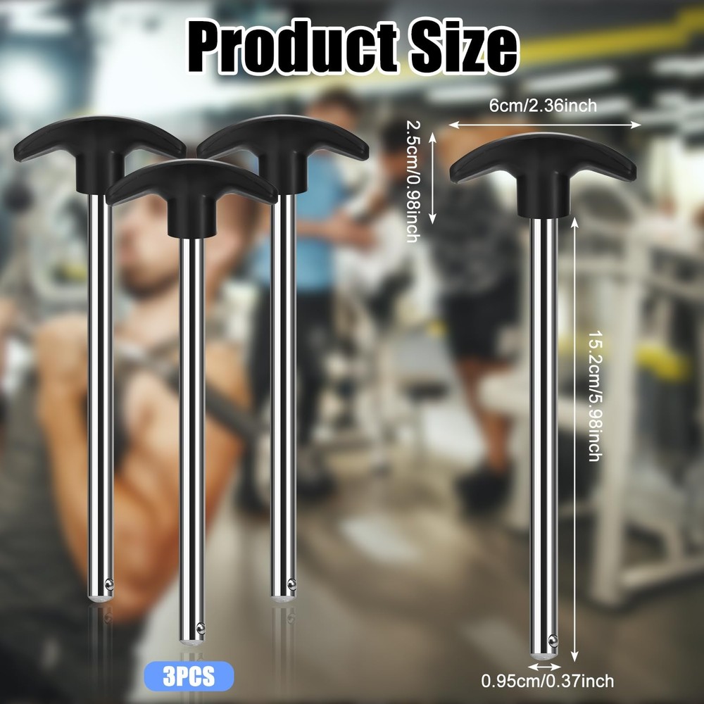 3Pcs Weight Stack Pin Gym Machine Universal Strength Training 3/8 x 6 Inch
