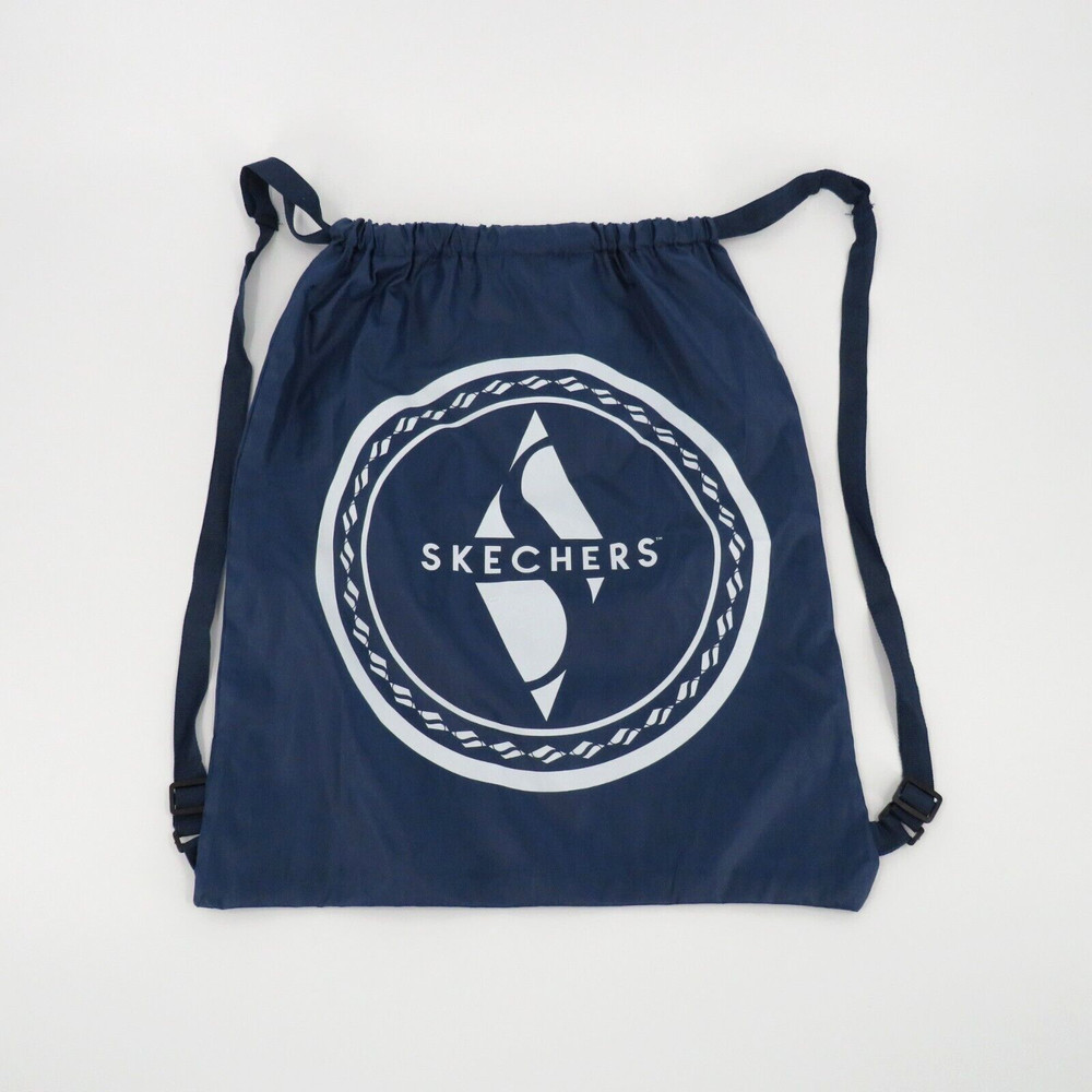 Skechers Strap Drawstring Top Navy Blue Polyester Backpack Tote - 20" X 16"