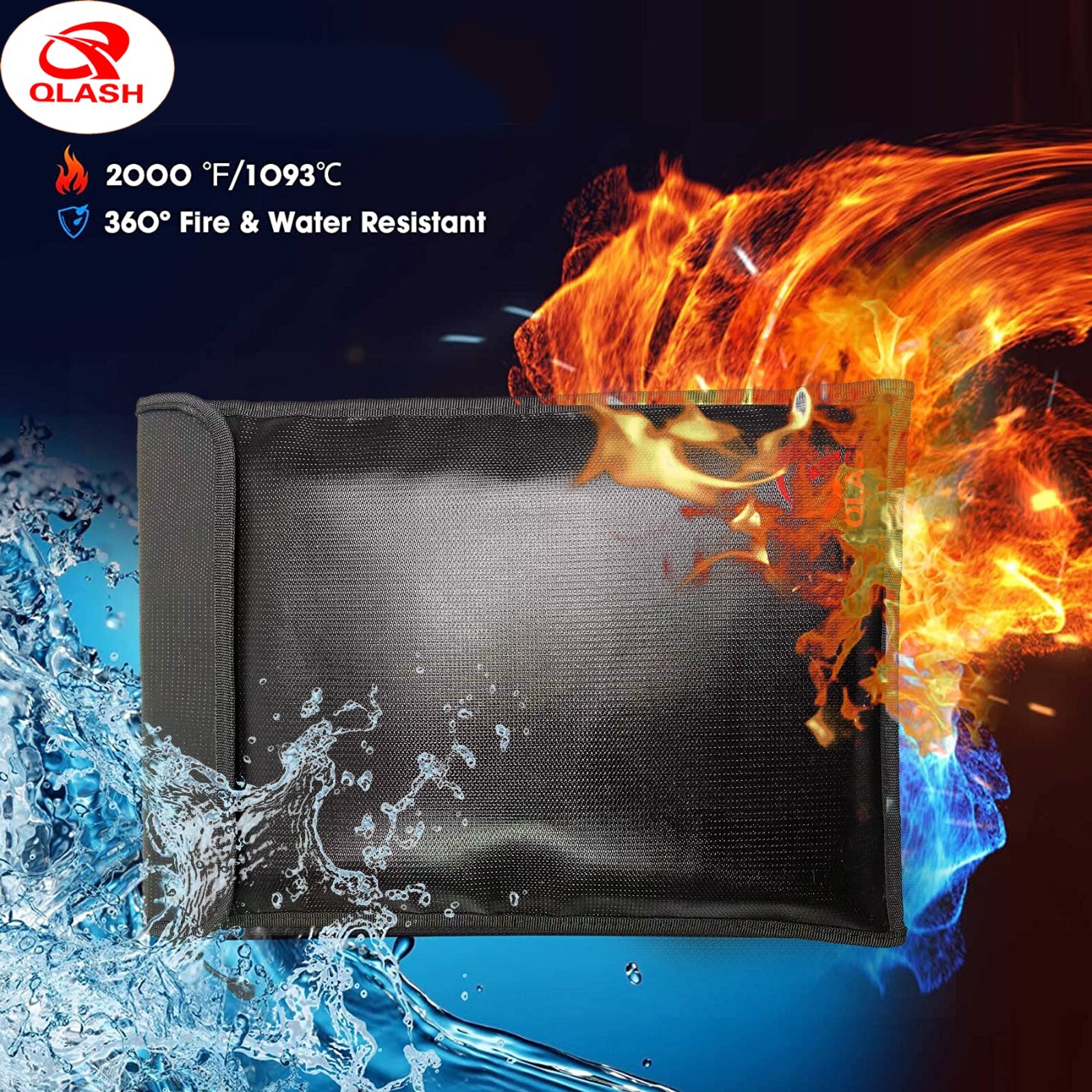 Fireproof Document Bag 15”x 11” X-Large Upgrade Money Bag Fire Safe Storage NEW