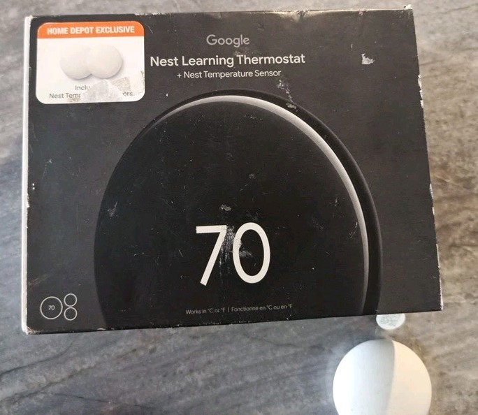 OPEN BOX Google Nest Learning Thermostat 4th Gen w/ Temperature 3 Sensor- BLACK