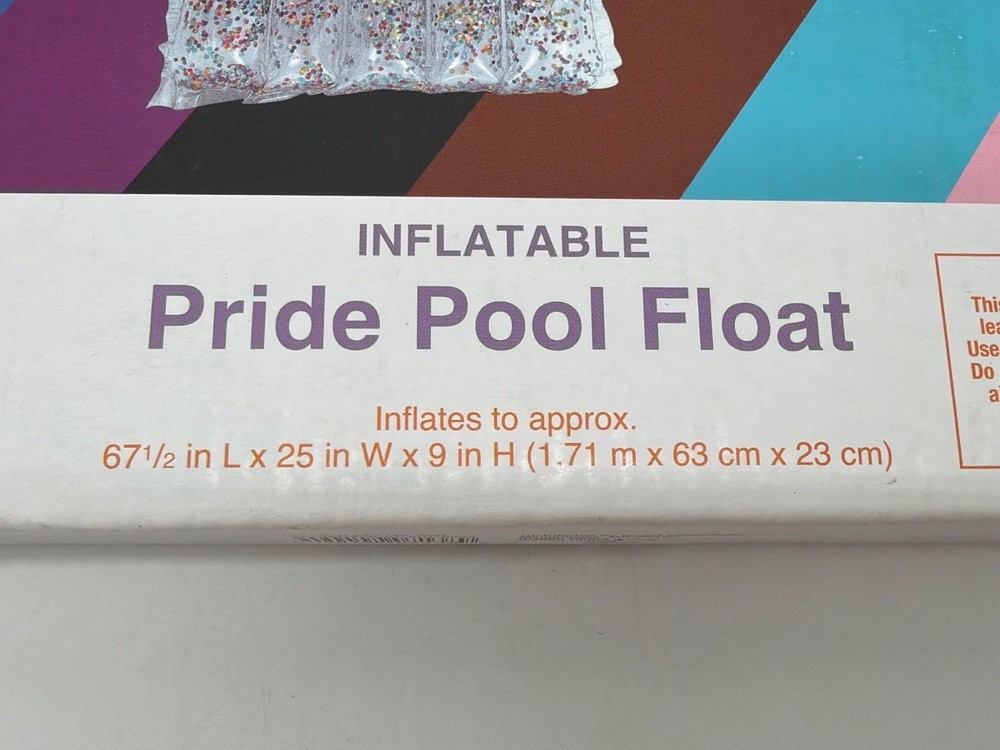 Inflatable Pride Pool Float 5 Ft 7 In Long With Glitter Design Ages 14+