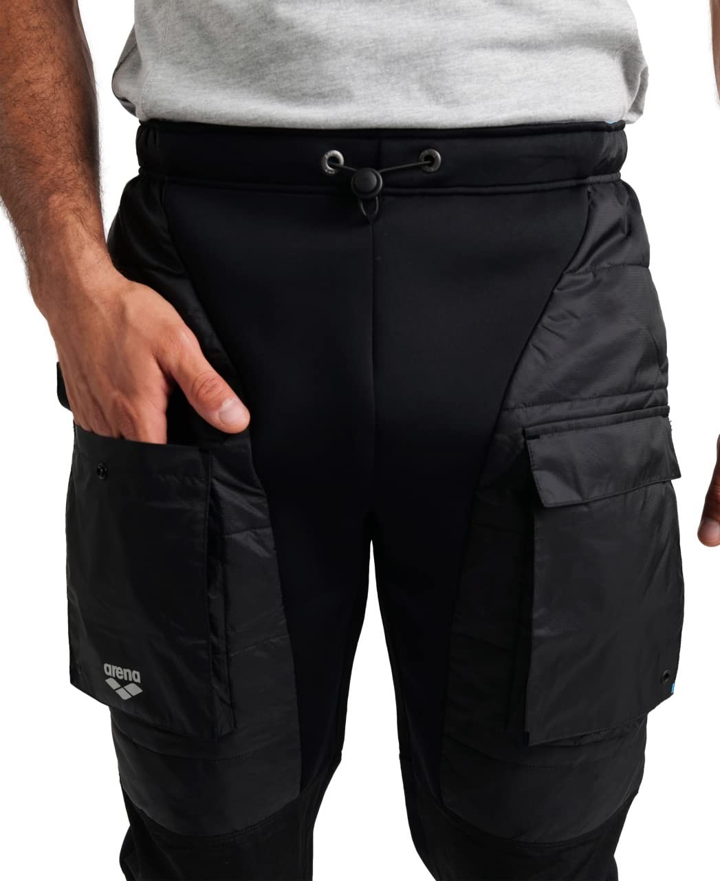 ARENA Men's Team Half-Quilted Tech Cargo Water Repellent Pant, Black, Small