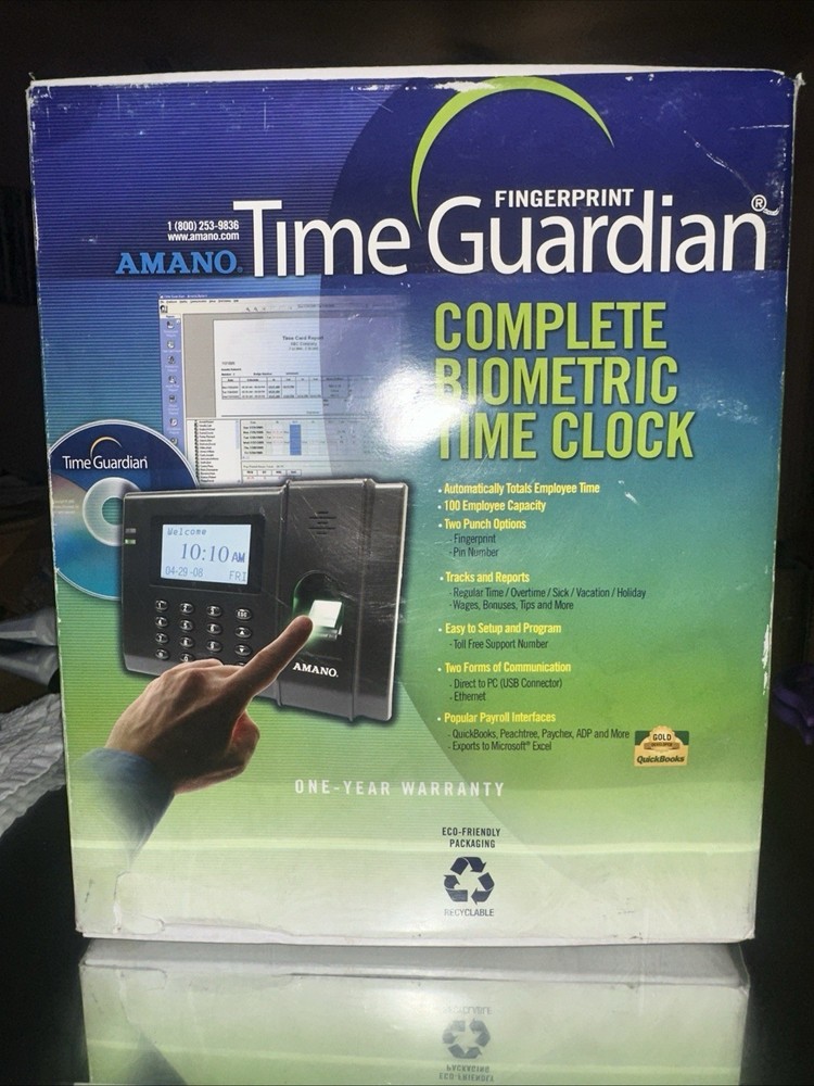 Amano Fingerprint Time Guardian Complete Biometric Time Clock Machine