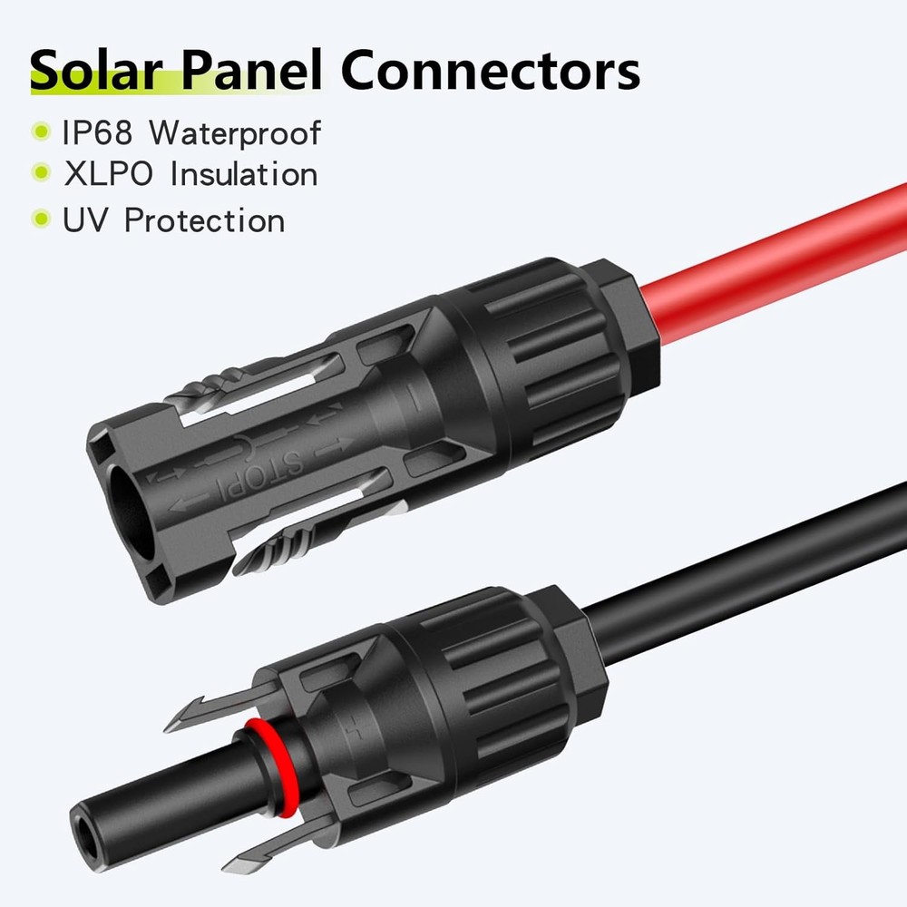 Solar Extension Cable 20Ft 10AWG, Wire with 20FT, Both ends installed