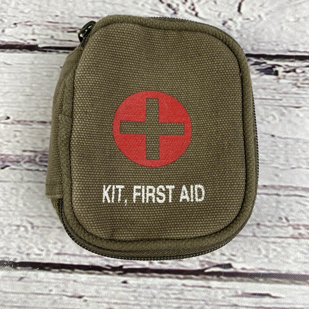 First Aid Kit Canvas Bag Pouch w/ Belt Loop Empty Zipper Closure Pre-owned