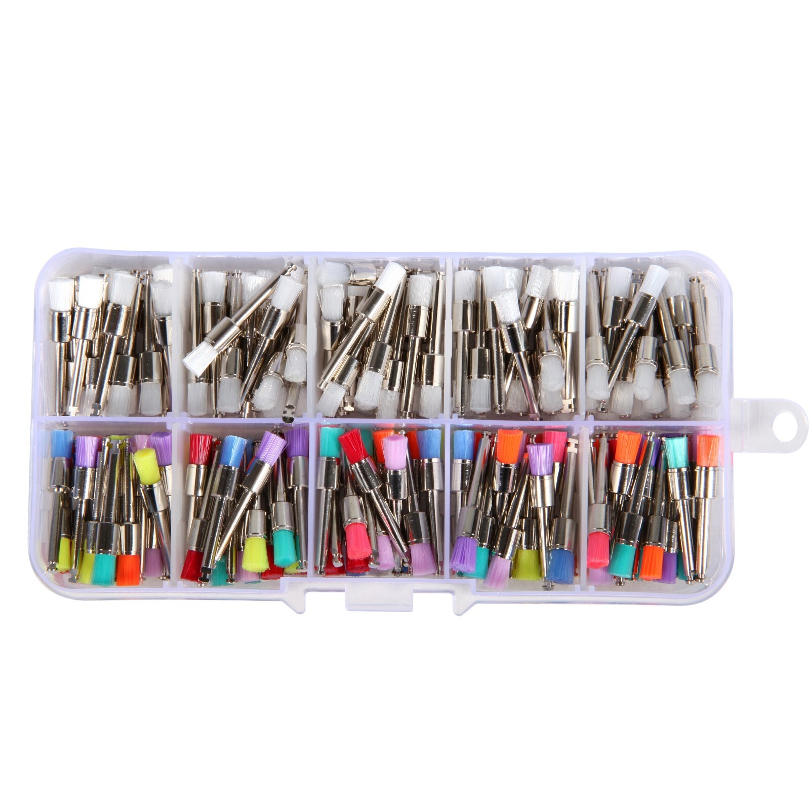 200 Pcs Dental Nylon Latch Flat Polishing Polisher Prophy Brush Box