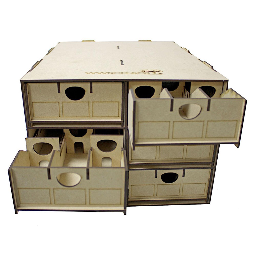 Loco & Rolling Stock Storage Box | 6x Multi-Compartment Drawers | Model Rail