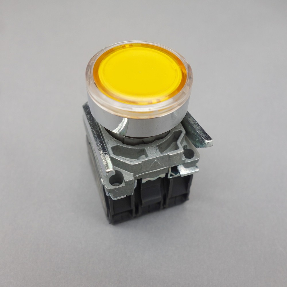 1X Fits XB4BW35G5 LED Illuminated pushbutton Switch flush push 110/120V Yellow