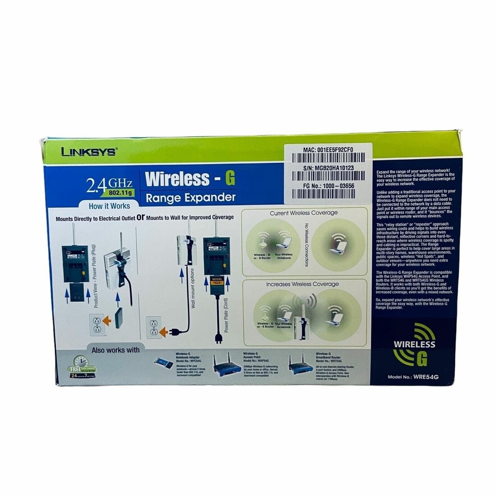 #4201 LINKSYS Wireless-G wifi range expander extender NIB