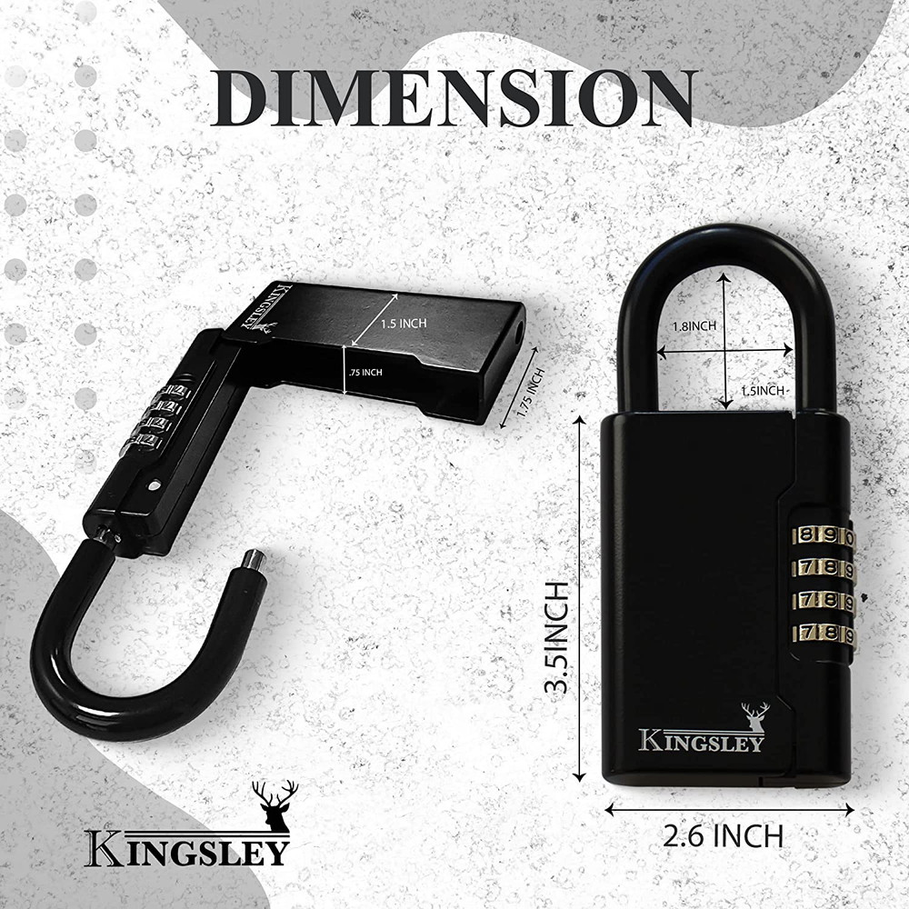 Portable Key Lock Box Resettable Combination Key Safe Black