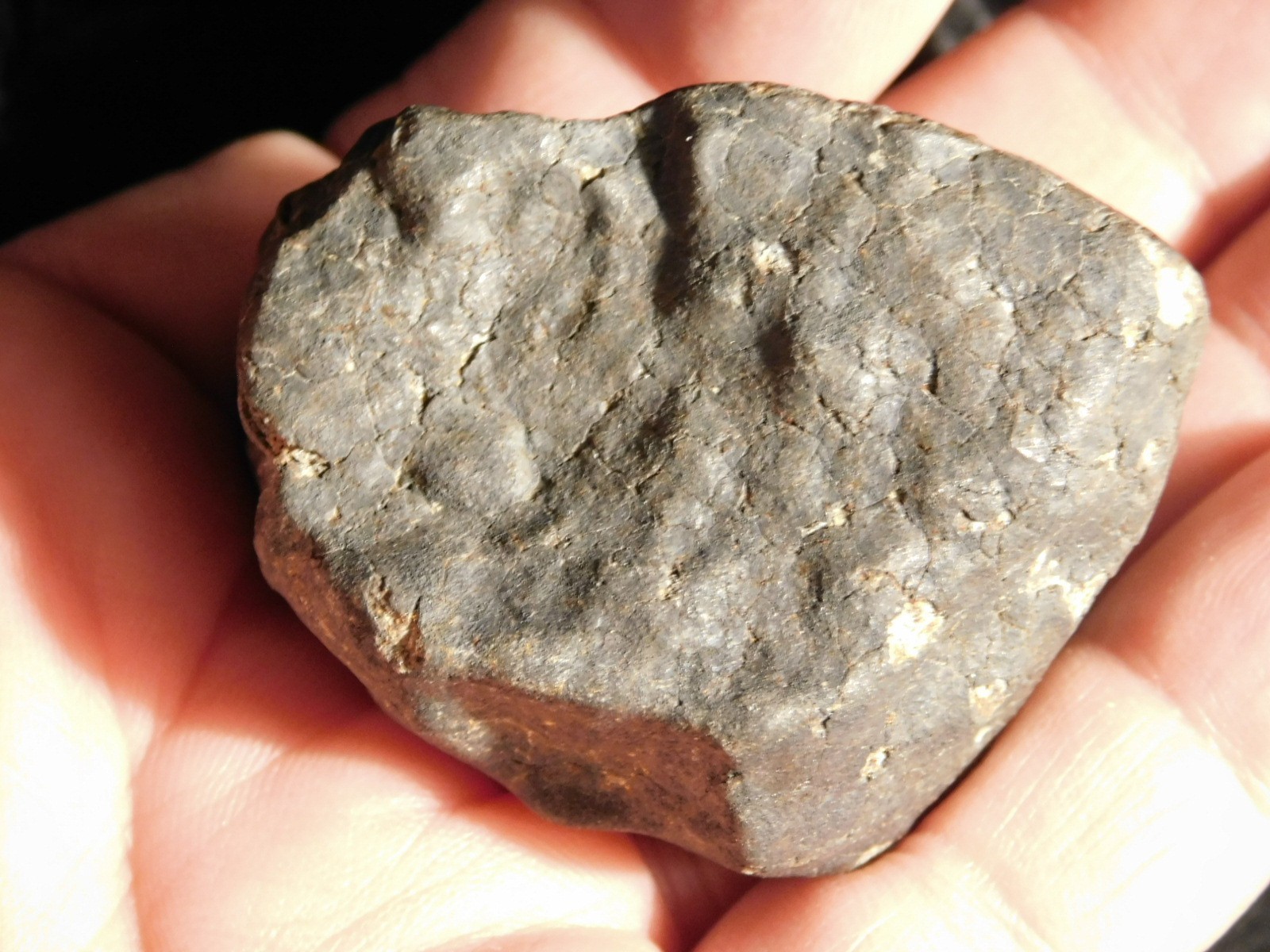 H6 Stony METEORITE Regmaglypts DARK Fusion Crust and Contraction CRACKS! 138gr