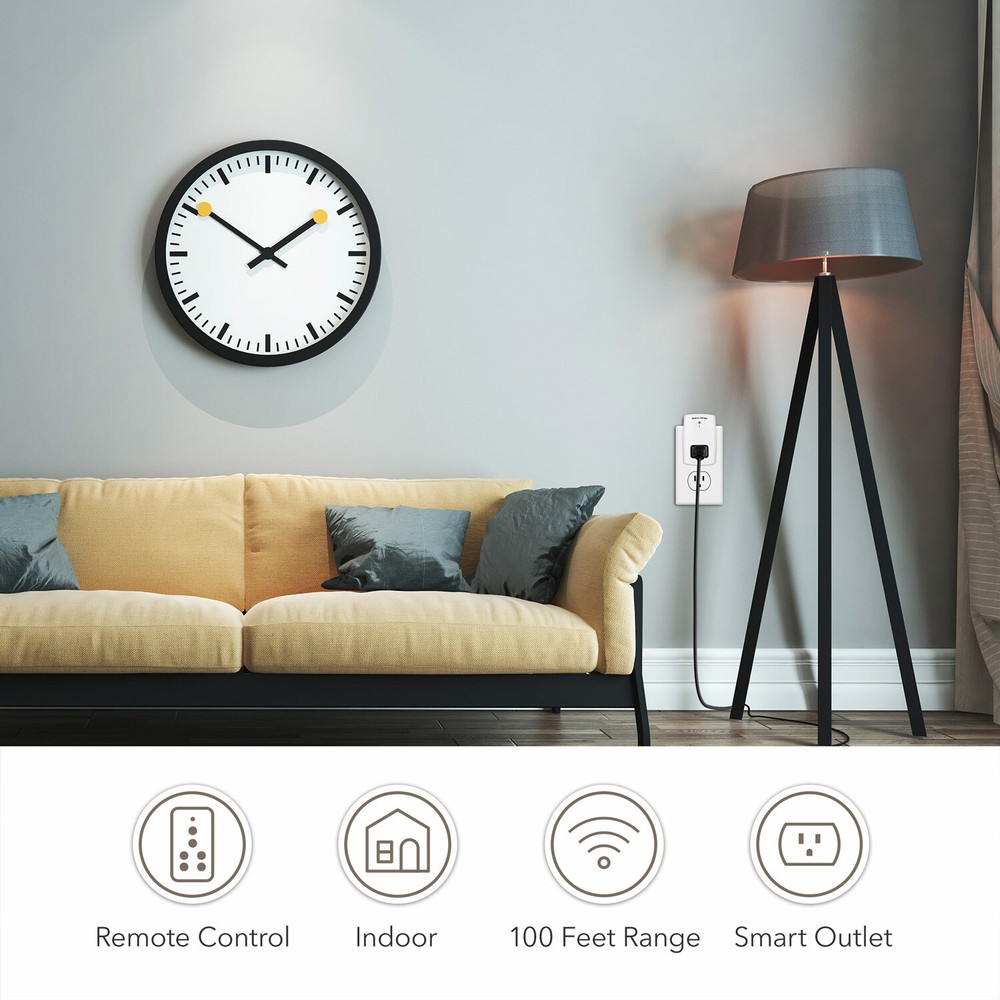 BN-LINK Wireless Wall-Mounting Remote Control Outlet Switch Power Plug In White