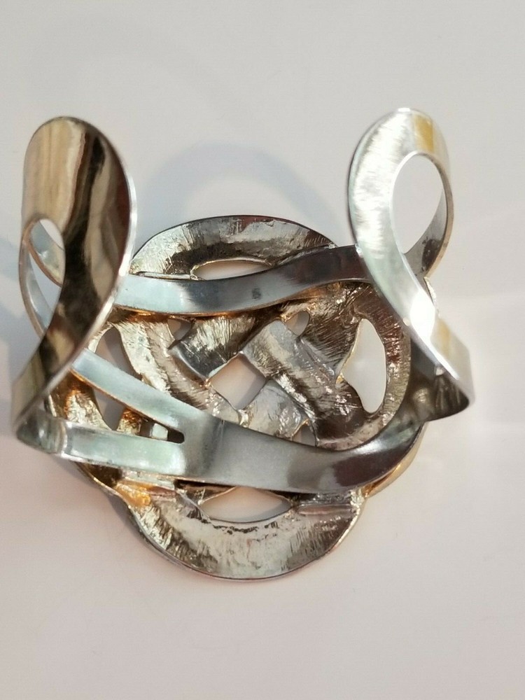 Hammered Silver-tone Twisted Bold Cuff Bracelet Boho-chic