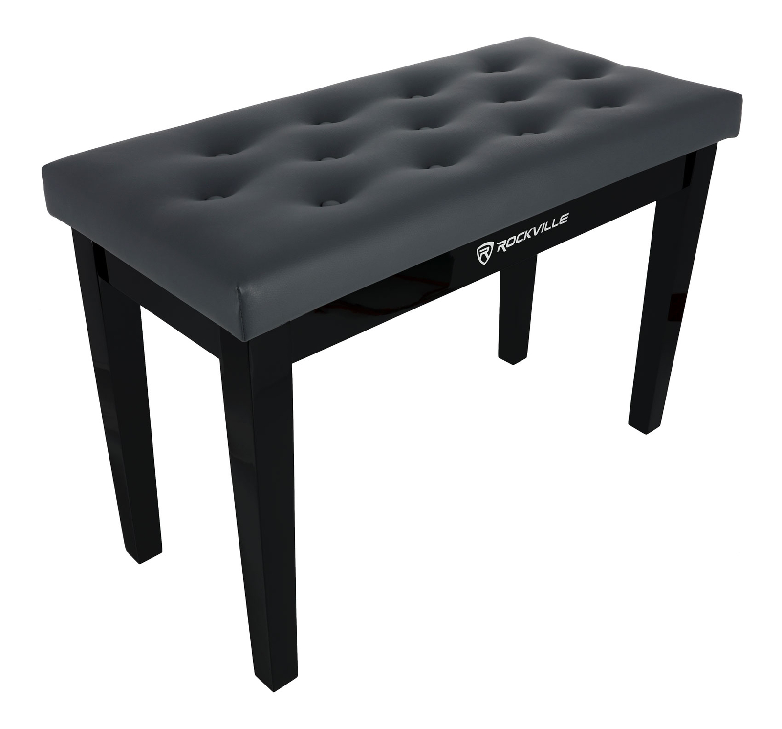 Rockville PB7 BLACK Premium Piano Bench w/Thailand Wood, Comfy Padding + Storage