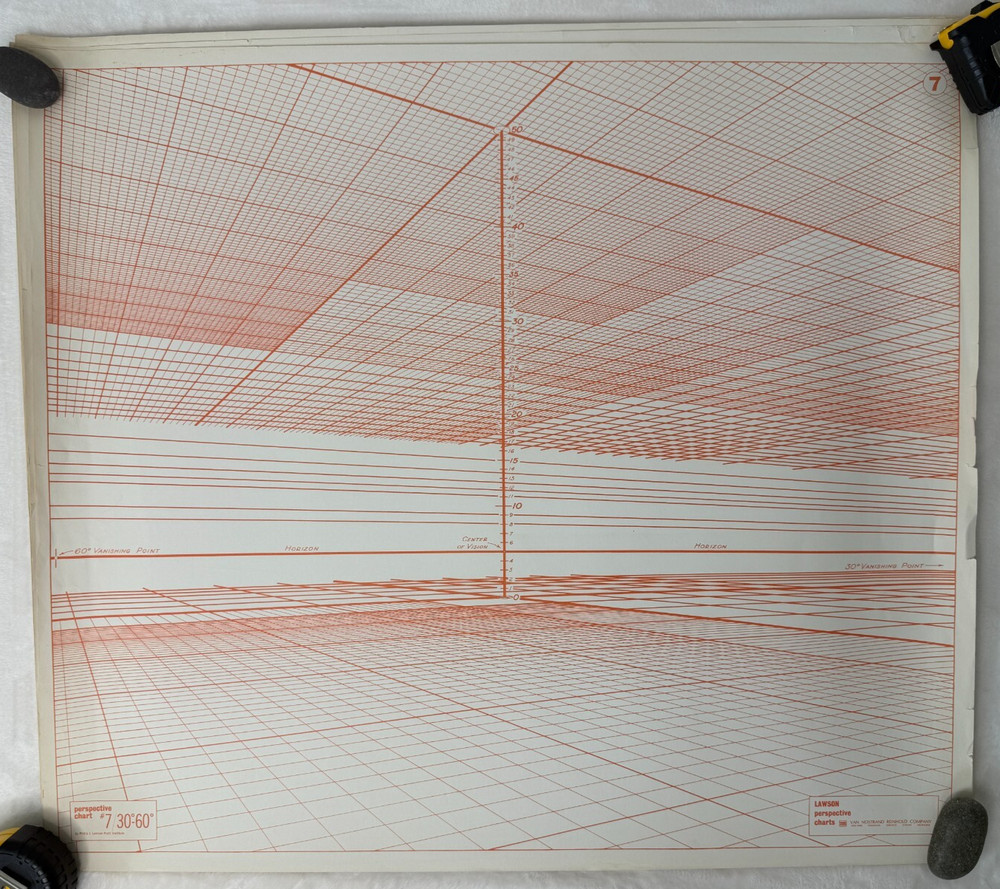 1955 Lawson Perspective Grid Charts Size IX Basic Set W Selector Charts Int/Ext