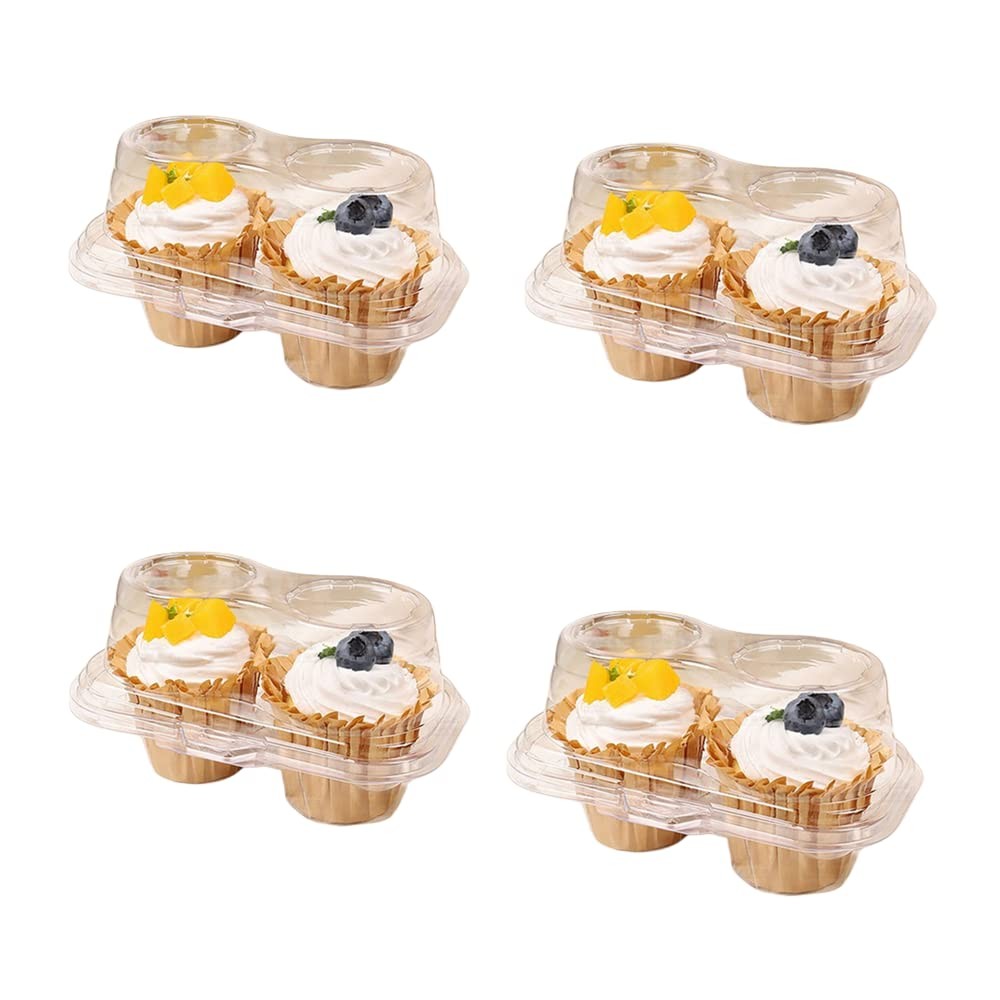 30 PCS Clear Cupcake Boxes 2 Compartment Plastic Stackable Muffin Carrier