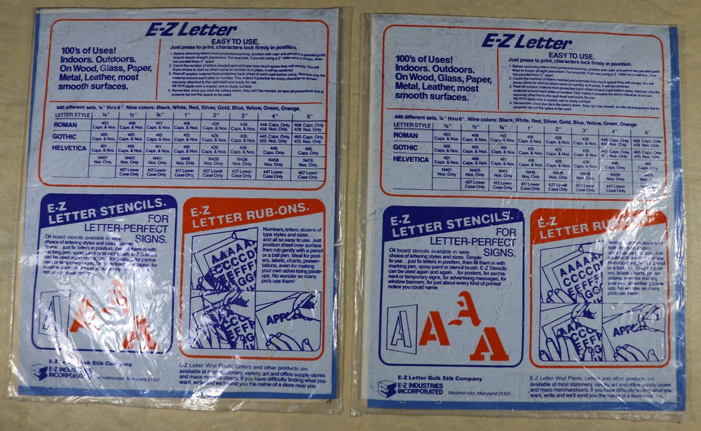 Vinyl Plastic Letters 3/4"Gothic - E-Z Letter - 2 Sets