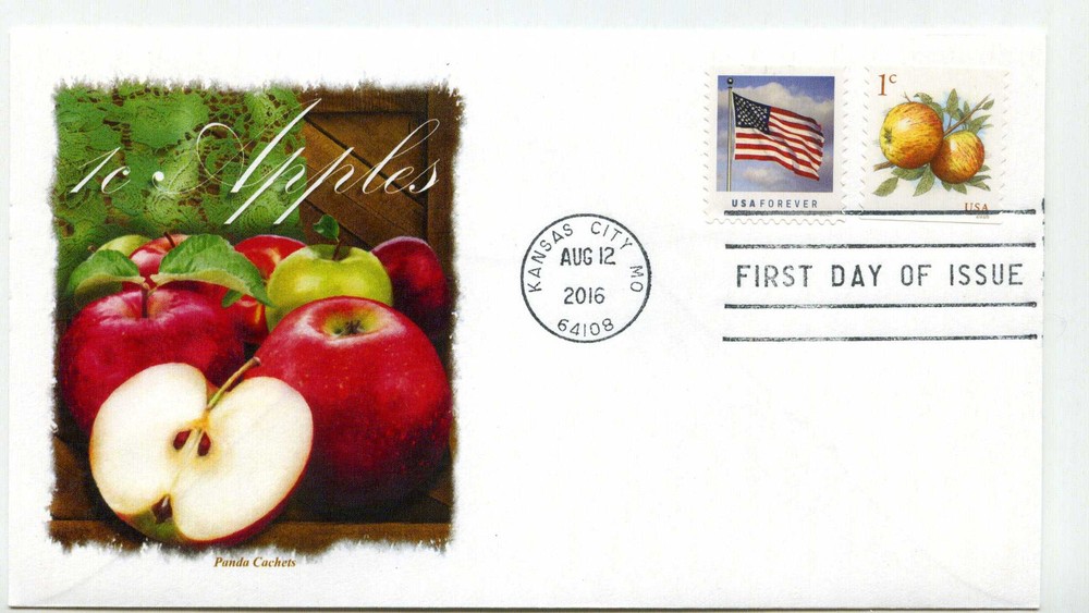 5037  1c Apples coil, Panda Cachets, FDC