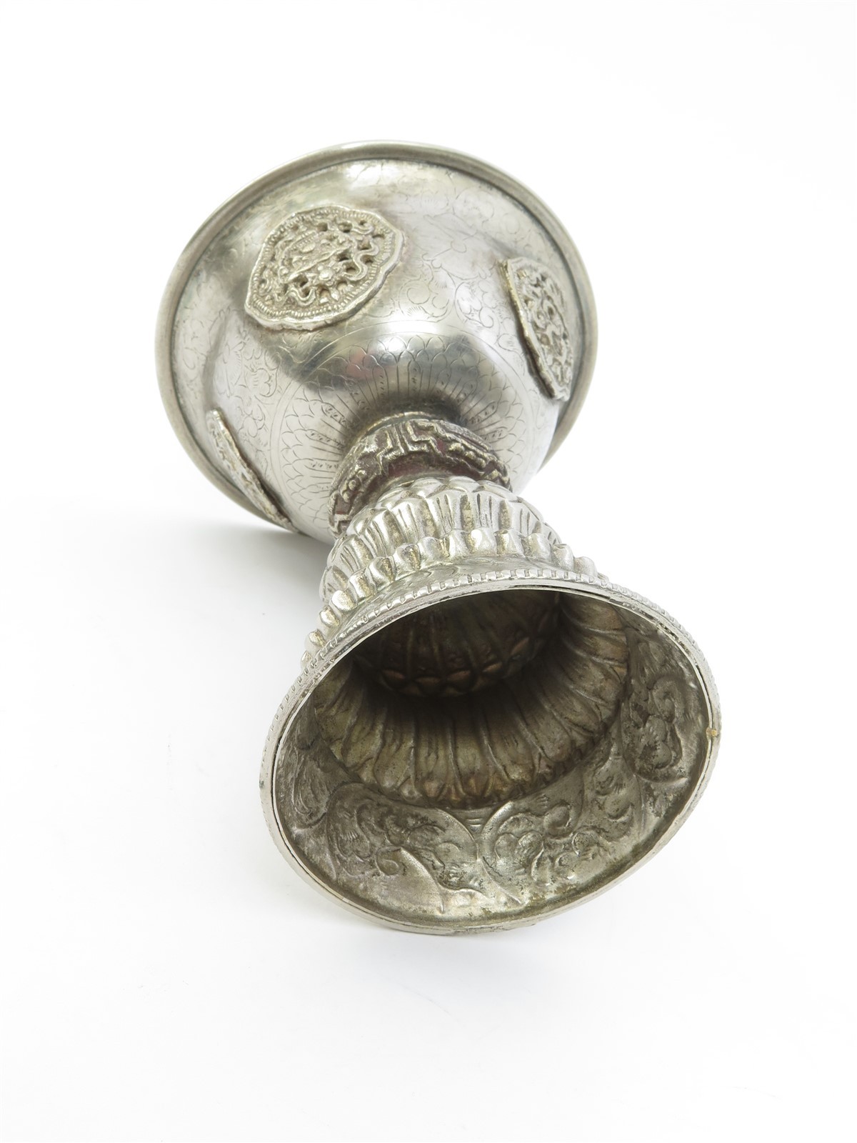 Estate Tibetan Buddhist Yak Butter Lamp 5.75" tall, 4.25" Diameter