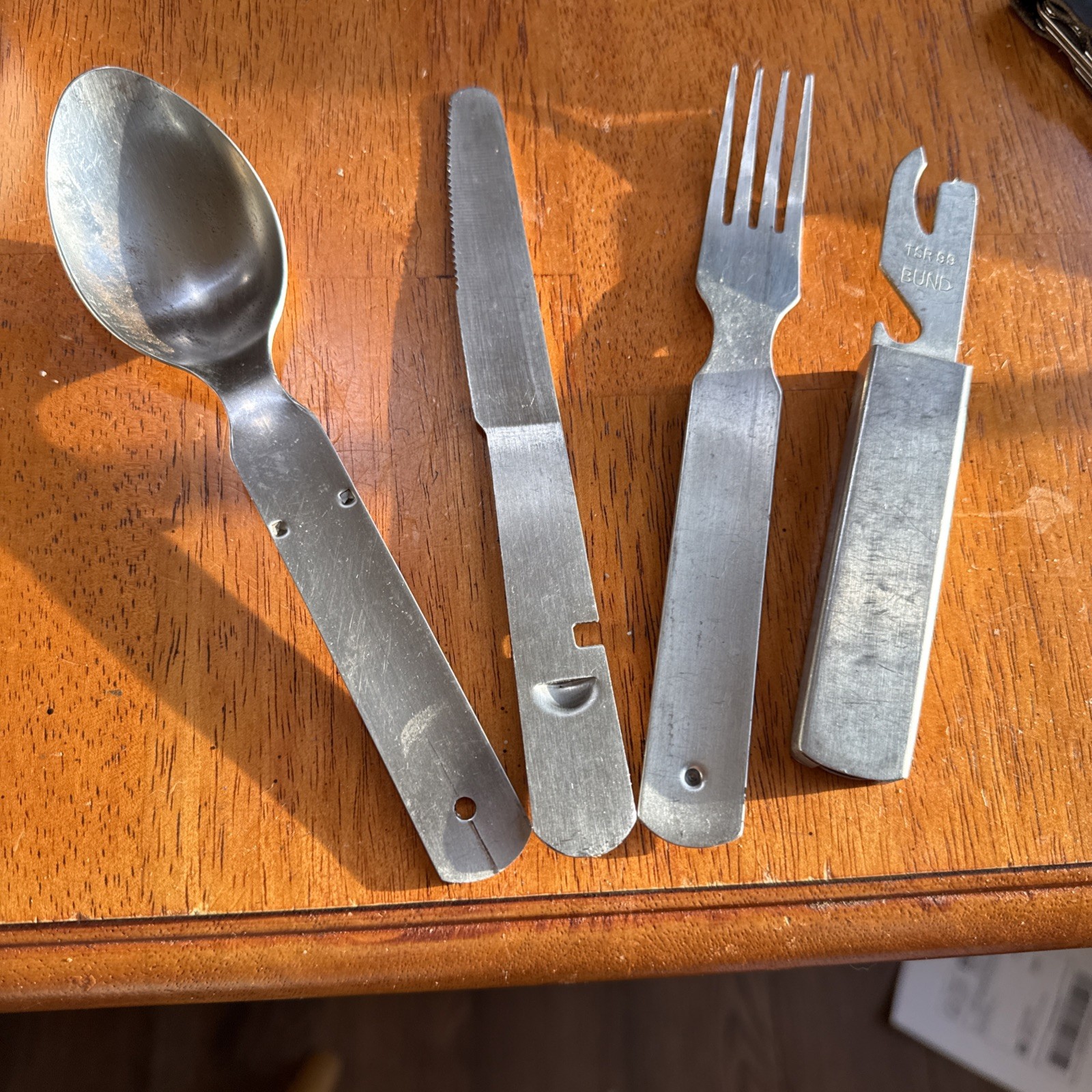 Original German Military Utensil Kit Knife Fork Spoon Can Bottle Opener