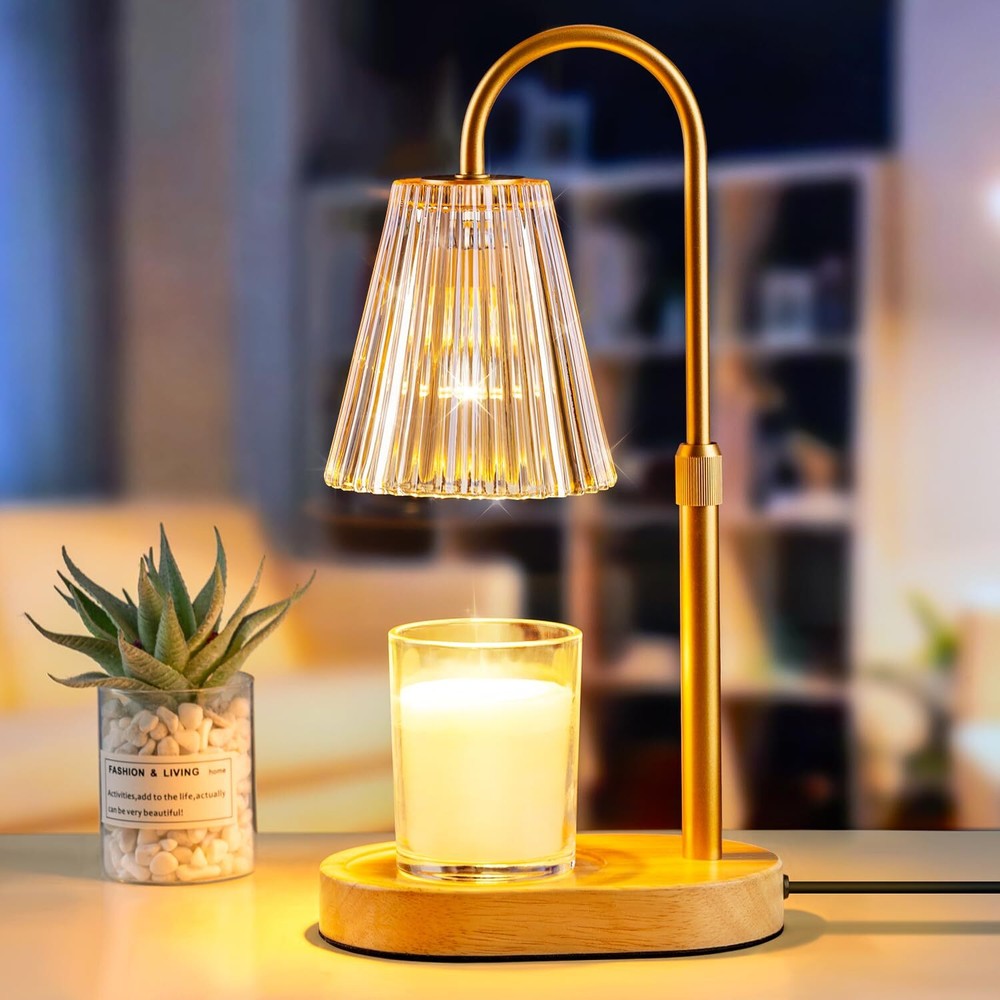 Candle Warmer Lamp Adjustable Height Dimmable Timer No Flame Scent Amber Style