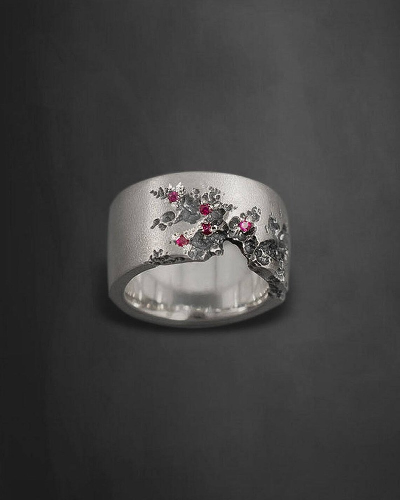 Natural Ruby Men's Ring, 925 Solid Sterling Silver Band Ring, Gift For Boyfriend