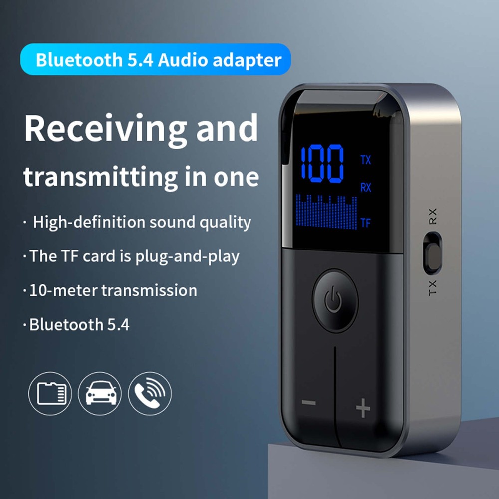 Bluetooth 5.4 Audio Adapter Wireless Receiver Transmitter with TF Card Playback