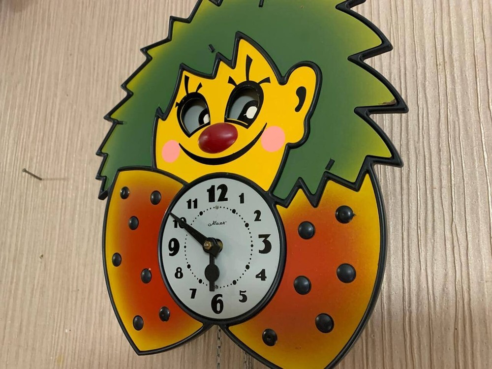 New Vintage Clock Soviet Mechanical Clock Working Soviet CLOWN Wall Clock