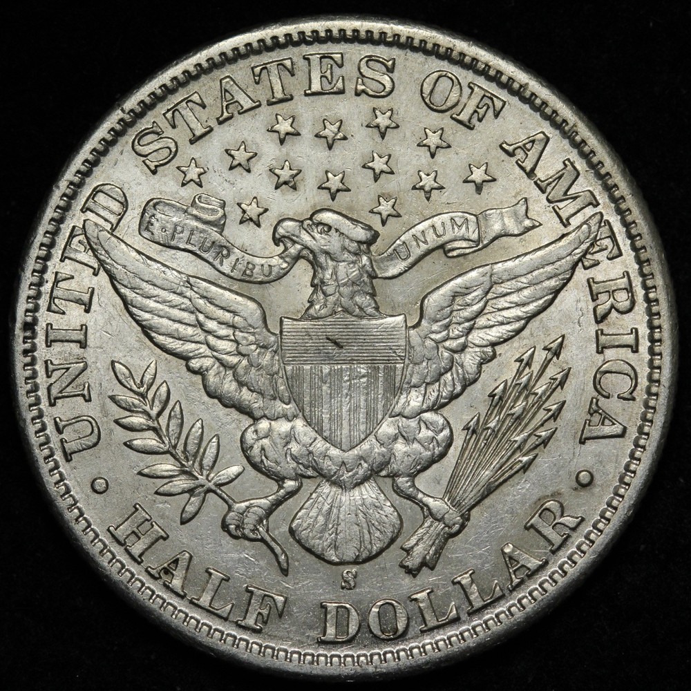 1899-S Barber Silver Half Dollar AU+ E339 KACLM