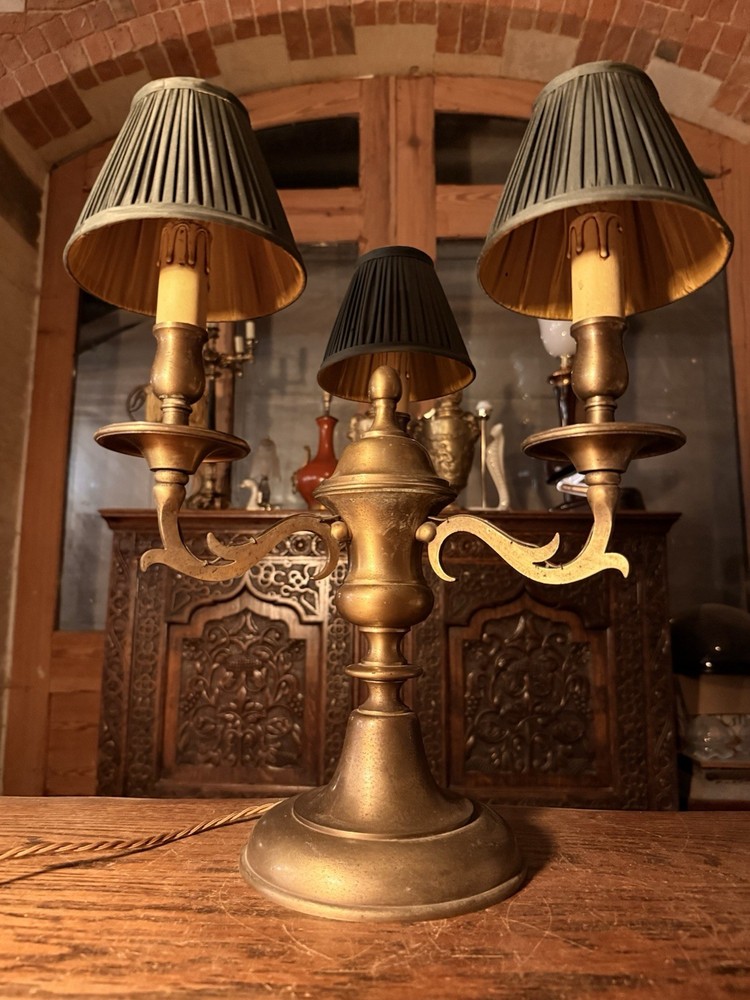 Antique Brass Candleabra, Table Lamp